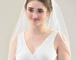 Sheer Elbow Veil With Satin Trim Satin Edge Veil Elbow Length Veil Ribbon  Edge Veil Veil Wedding Classic Veil Bridal Veil Veil