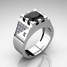 King Mens Regal 14k White Gold 3 0 Ct Princess Black And White Diamond Wedding R Sapphire Diamond Wedding Ring Black Gold Jewelry Black Diamond Wedding Rings