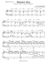 Once you download your personalized sheet music, you can view and print it at home, school, or anywhere. Hometown Glory Sheet Music Adele Sheet Music Free