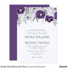 Purple Gray Watercolor Flowers Wedding Invitations Zazzle Com Purple Wedding Invitations Watercolor Flowers Wedding Invitation Flower Wedding Invitation