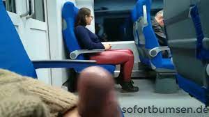 Stranger girl sucked flashed cock on a train