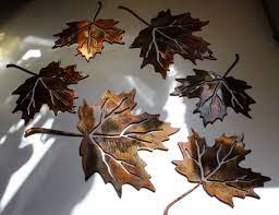 Metal Wall Art Leaves Set Of 4 By Heavensgatemetalwork On Etsy Metal Leaf Wall Art Metal Tree Wall Art Metal Wall Art