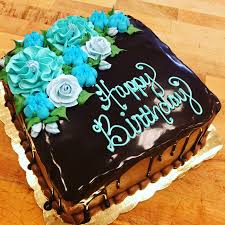 Rectangle Shape Heart Shape Happy Birthday Chocolate Cake Buttercream Flowers On A Chocolate Drip Cake Birthday Cake Decorating Chocolate Cake Designs Chocolate Birthday Cake Decoration