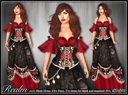 Cosplay custom corset costume unique fantasy medieval dress up. Second Life Marketplace Wishbox Realm Mesh Medieval Fantasy Gown Corset Bodice Dress No Hud Single Color Version Black Floral Over Red