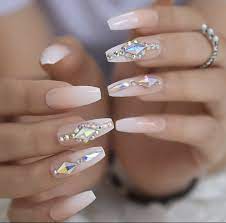 Ombre Precious Jewels In 2021 Rhinestone Nails Brown Acrylic Nails Long Acrylic Nails