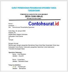 Contoh surat pergantian specimen bendahara | setiap kita bertransaksi di bank specimen sangatlah penting dalam urusan penarikan uang melalui teller. Surat Permohonan Perubahan Specimen Bank Doc Gambaran