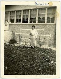 1920s Photo IL Illinois Riverside Woman Puppies Home House Porch Elsie  Nelson