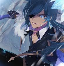 Image of donutsexcept anime glowing eyes gif find on gifer. Safebooru 1boy Bear Nyanm Blue Eyes Blue Hair Commentary Request Dark Skin Dark Skinned Male Earrings Eyepatch Fur Trimmed Jacket Fur Anime Impact Anime Guys