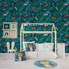 Papier Peint Intisse Jungle Kids By E Rivassoux Coloris Bleu Marine Papier Peint Papier Peint Jungle Et Papier Peint Chambre Enfant