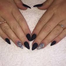 Matte Black Almond Shaped Nails Black Stiletto Black Matte Glitter Winter Christmas Stiletto Pointy Glam Spar Black Nails With Glitter Black Sparkle Nails Stiletto Nails Glitter