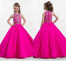 Hot Pink Sparkly Princess Ball Gown Girl S Pageant Dresses 2017 For Teens Floor Length Kids Formal Wear Prom Dresses With Beading Rhineston Tee Vestidos Noivado