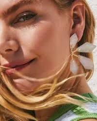 Malika Gold Statement Earrings in Ivory Mother-of-Pearl