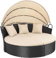 Shop items you love at overstock, with free shipping on everything* and easy returns. Amazon Com Homall Patio Furniture Outdoor Daybed With Retractable Canopy Wicker Furniture Sectional Seating With Washable Cushions For Patio Backyard Porch Pool Round Daybed Separated Seating Beige Garden Outdoor