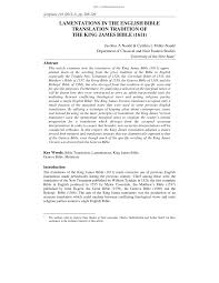 Pdf Lamentations In The English Bible Translation Tradition Of The King James Bible 1611