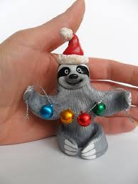 Santa Sloth Christmas Ornament Cute Christmas Birthday Cake Etsy In 2021 Funny Christmas Ornaments Christmas Sloth Polymer Clay Christmas