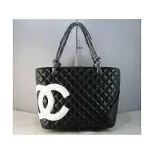 Black And White Chanel Bag Cheap Chanel Cambon Bag White Cc Logo With Lambskin Black W Via Polyvore Chanel Bag Black Designer Diaper Bag Bags