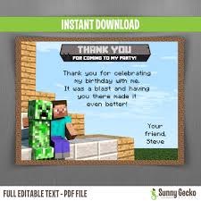Jun 27, 2014 · minecraft happy birthday printables. Minecraft Birthday Thank You Cards Instant Download And Edit With Adobe Reader