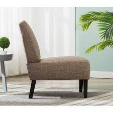 Accent Chairs Upholstered Armless Accent Fabric Chair With Wood Legs Comfy Single Sofa Modern Letter Printed Accent Chair For Living Room Bedroom Furniture Accent Chairs For Living Room Printed Accent