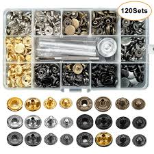120 Set Leather Snap Fasteners Kit 12 5mm Metal Button Snaps Press Studs With 4 Installation Tools 6 Color Leather Snaps For Clothes Jackets Jeans