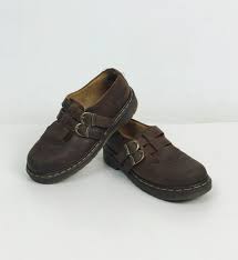 Vintage 90s brown leather dr martens shoes doc martens women's us. Vintage 90 S Doc Martens Brown Leather Shoes Us 8 5 Double Strap Mary Jane Flat Boots Dark Brown Rubber Sole Made In England Womens Docs