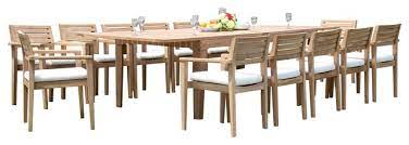 Perfect for multifunctional usage as dining table set, leisure coffee table set, tea table set or used in the conference and living room. 13 Piece Teak Dining Set 122 Extn Rectangle Table 12 Montana Stacking Chairs Transitional Outdoor Dining Sets By Teak Deals Houzz