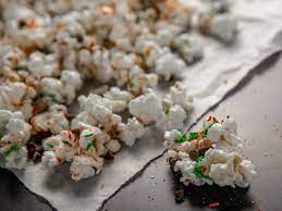 White Chocolate Peppermint Popcorn Recipe Peppermint Popcorn Food Network Recipes Peppermint Popcorn Recipe