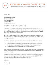 Property Cover Letter Sample Cover Letter