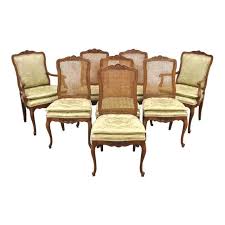 1970s Vintage Kindel French Country Louis Xv Style Cane Walnut Dining Chairs Set Of 8 For Sale Dining Chairs Walnut Dining Chairs Chair