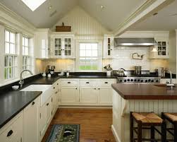 Kohler Farmhouse Sink Kitchen Farmhouse With Wood Bar Stools Off White Kitchen Off White Kitchen Cabinets Farmhouse Style Kitchen Kitchen Design