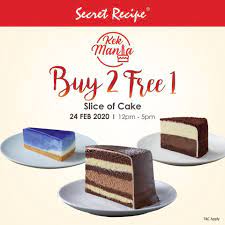Secret recipe merdeka promotion 3rd cake 63% off , 31 august 2020. Secret Recipe Buy 2 Free 1 Slice Of Cake Promotion 24 February 2020 Secret Recipe Cake Recipes