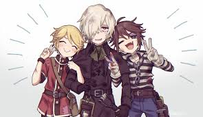 Some pets in anime also have shut eyes. Safebooru 3boys 3 D Albino Andrew Kreiss Arm Hug Artist Name Awkward Bag Bandaged Neck Bandages Belt Black Gloves Blonde Hair Blood Blood Stain Bloody Clothes Bloody Hands Blush