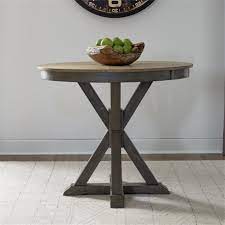 Hillsdale jennings 36 round counter height dining table. Cypress Lake 42 Inch Gathering Counter Height Round Pedestal Table 5 Piece Dining Set In Two Tone Gray And Natural Finish By Liberty Furniture 333 Cd 5gts