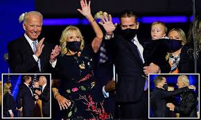 Gift him more message balloons!! There S Hunter Joe Biden S Son Appears On Stage After His Dad S Victory Speech Daily Mail Online