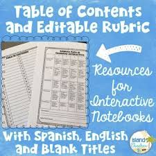 Organize Your Interactive Notebook With This Table Of Contents And Editable Spanish Interactive Notebook Interactive Notebooks Interactive Notebook Activities