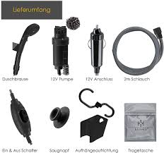 Kesser Campingdusche Mit Tauchpumpe Handbrause 12 V Kfz Adapter Fur Camping Garten Auto Outdoor Hundedusche Autorei Campingdusche Tauchpumpe Handbrause