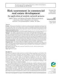 Find unbiased ratings on user satisfaction, features, and price based on the most. Pdf Risk Assessment In Commercial Real Estate Development An Application Of Analytic Network Process