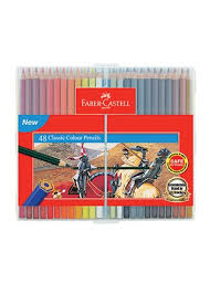 This quality set contains an assortment of 24 colours including classic gold. Faber Castell Classic Colour Pencils 24 Long Slim Flexi Case