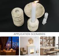 Amazon.com: Juego de 2 candelabros de piedra de travertino ...