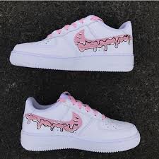 Pink Drip Custom Air Force 1 Customsneakers Customshoes Sneakers Customkicks Paintedshoes Handpaintedshoe In 2020 Nike Shoes Blue Nice Shoes Custom Nike Shoes