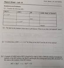 It derives from arrhenius' theories concerning the formation of ions in aqueous solution. Solved Acids Bases Ph And Buffers Report Sheet Lab 19 Chegg Com