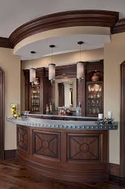 Custom Bars For Homes Traditional Home Bar Also Curved Bar Drinks Cabinet Lights Over Bar Molding Pendant Lights Rivets Wall Mirror Finefurnished Com