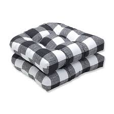 Black Buffalo Check Wicker Seat Cushions Set Of 2 Kirklands