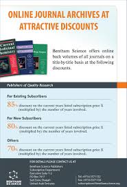 Amazing Offers At Bentham Science Online Journal Science Chemistry