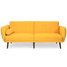 Navy blue bedroom ideas and grey living room pictures yellow. Costway Convertible Futon Sofa Bed Adjustable Couch Sleeper W Wood Legs Navy Grey Yellow Walmart Com Walmart Com