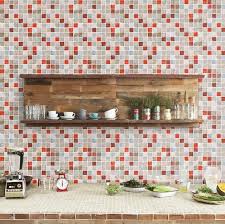 Peel And Stick Mosaic Tile Kitchen Backsplash Red Mosaic Tile Easy Diy Tile Backsplash Mosaic Tile Backsplash Kitchen Kitchen Backsplash Kitchen Design Diy