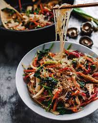 Vegan Japchae Korean Glass Noodles The Plant Based Wok Recipe Korean Glass Noodles Glass Noodles Japchae