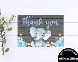 Elephant Thank You Card Thank You Template Printable Thank You Baby Shower Thank You Thank You Cards I Baby Shower Thank You Thank You Cards Thank You Template