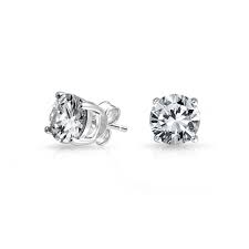 Details About 2 Ct Brilliant Cut Round Solitaire Stud Earrings 4 Prong 925 Sterling Silver 7mm