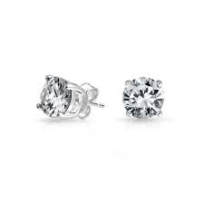 details about 2 ct brilliant cut round solitaire stud earrings 4 prong 925 sterling silver 7mm