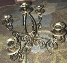 Rare home interior star shaped candle holder clear. Home Interior Homco Gold Brass Tone Metal Candelabra 5 Candle Holder Center Pc Ebay